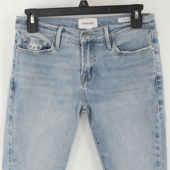 Frame Le Garcon Crop Distressed‎ Medium Wash Blue Women's 25 - Picture 2 of 9